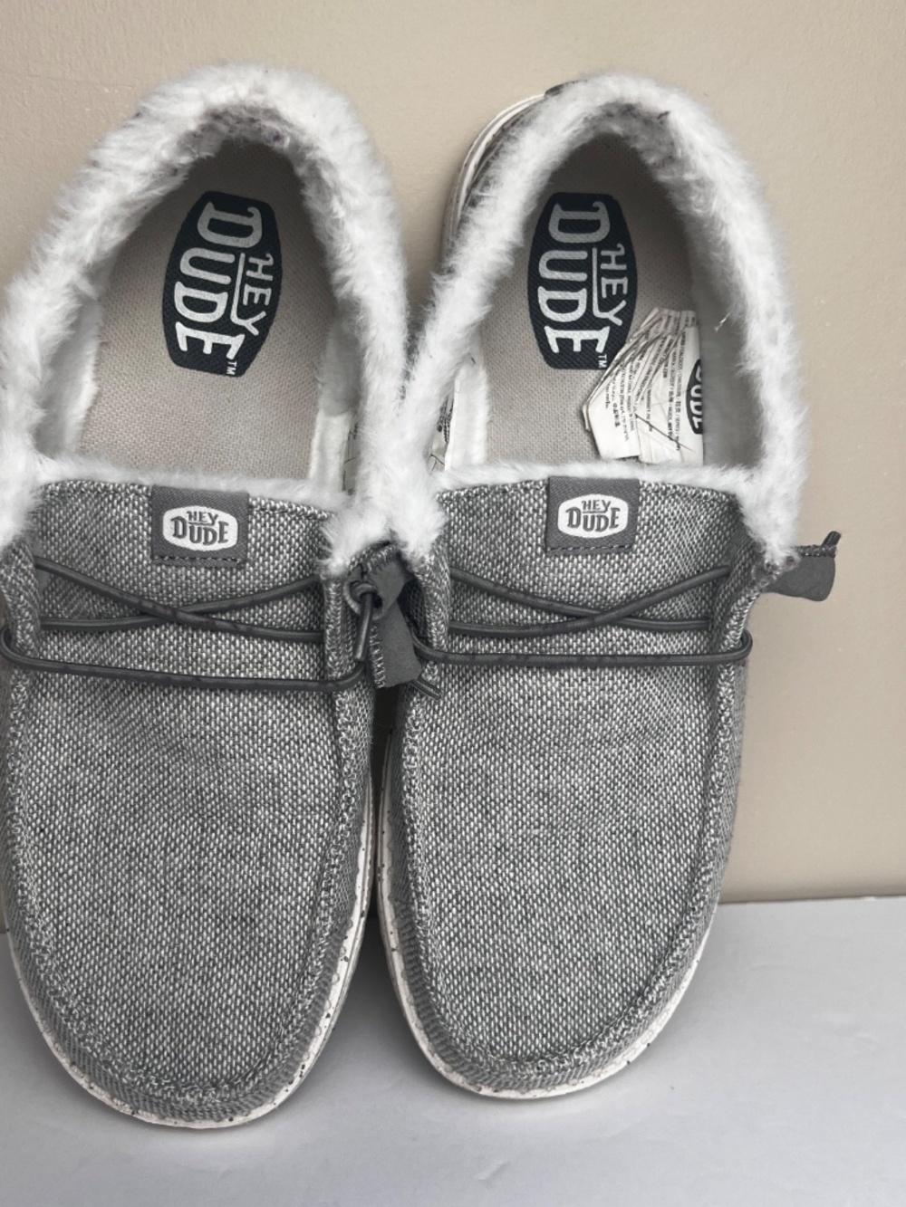 Hey Dude Woman’s Wendy Funky Wool Light Grey Sneaker Shoes Size 9